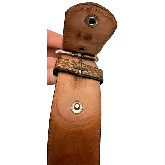 Genuine Python Snakeskin Leather Belt Tan Brown Mens Size 42 Exotic Western USA - Picture 5 of 16